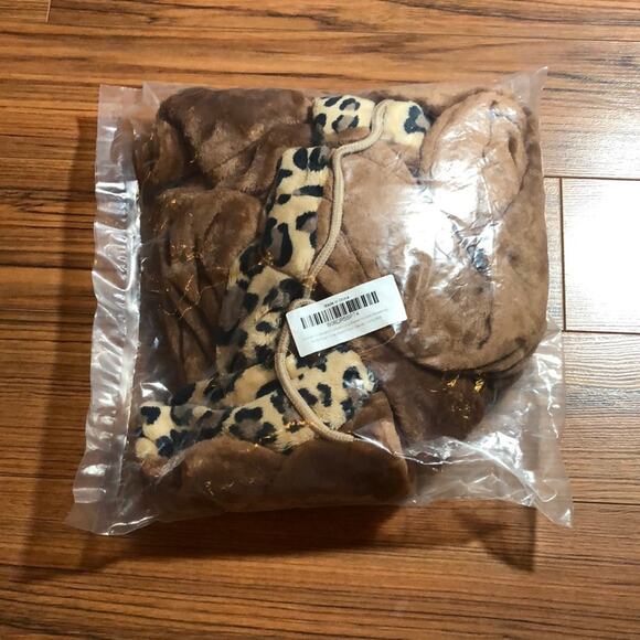 NEW Women's Leopard Print Crop Top Pull Over Sweatshirt Brown Size XL - Picture 6 of 6